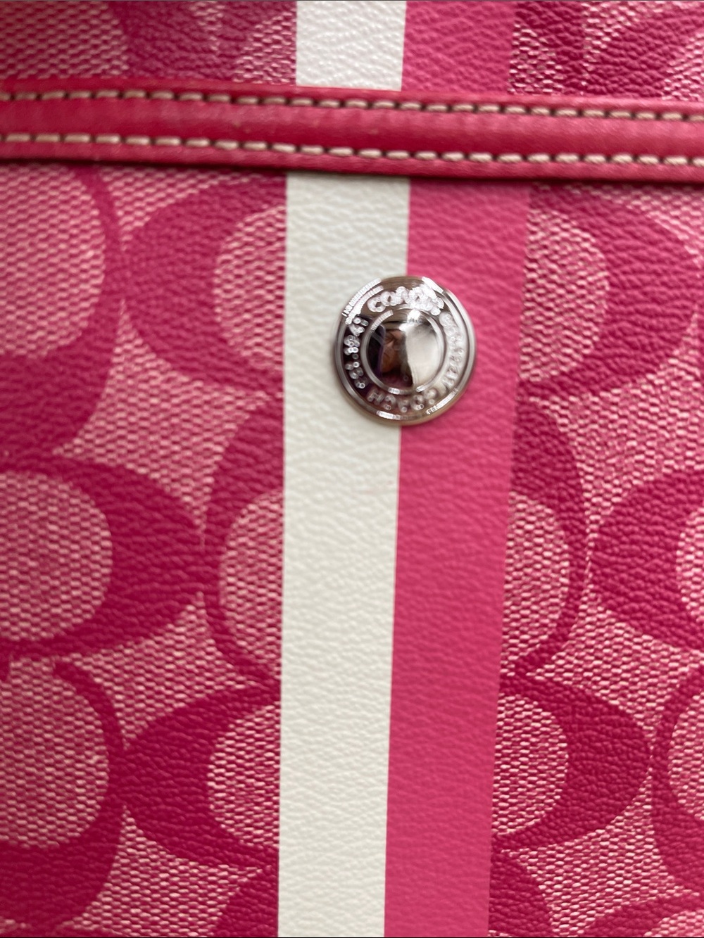 Coach Pink Signature Stripe Crossbody with White Accent - Picture 4 of 8